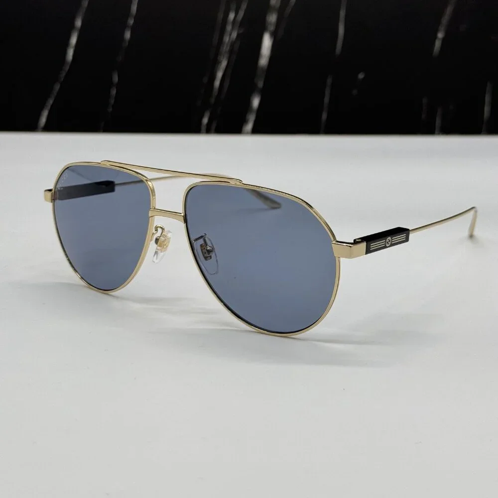 NEW GUCCI GG1311S 003 AVIATOR UNISEX GOLD GRAY SUNGLASSES GUCCI